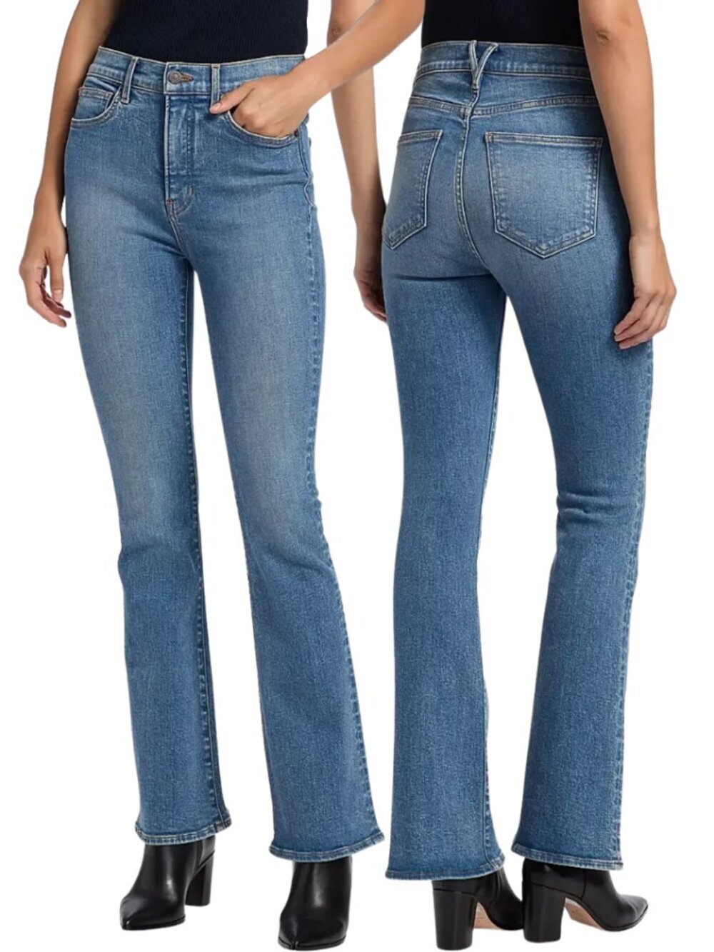 Veronica Beard Beverly Loafer High-Rise Skinny Flare Jeans Womens 32 Ripple Haze